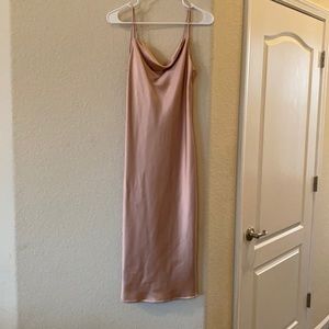Champagne Pink Satin Cowl Dress. 💜